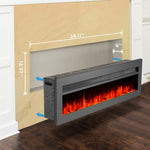 40-inch Electric Fireplace, Wall Mounted/recessed/freestanding Heater With 12-colour Flame & Remote Control