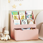 Kids Bookcase W/ 3 Tier Shelves, Drawer, For Bedroom, Nursery | Pink