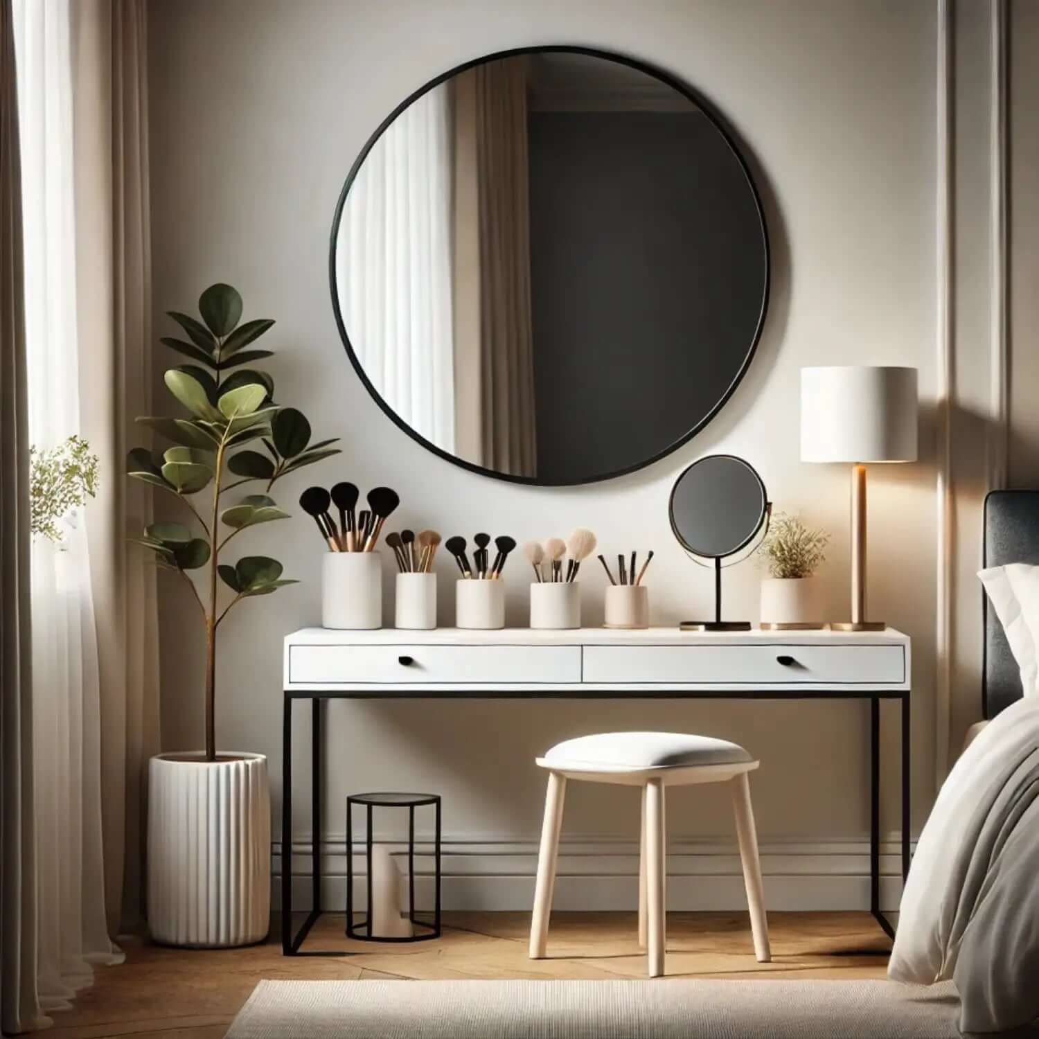 Rei - Round Metal Circle Mirror | 90cm x 90cm | Black