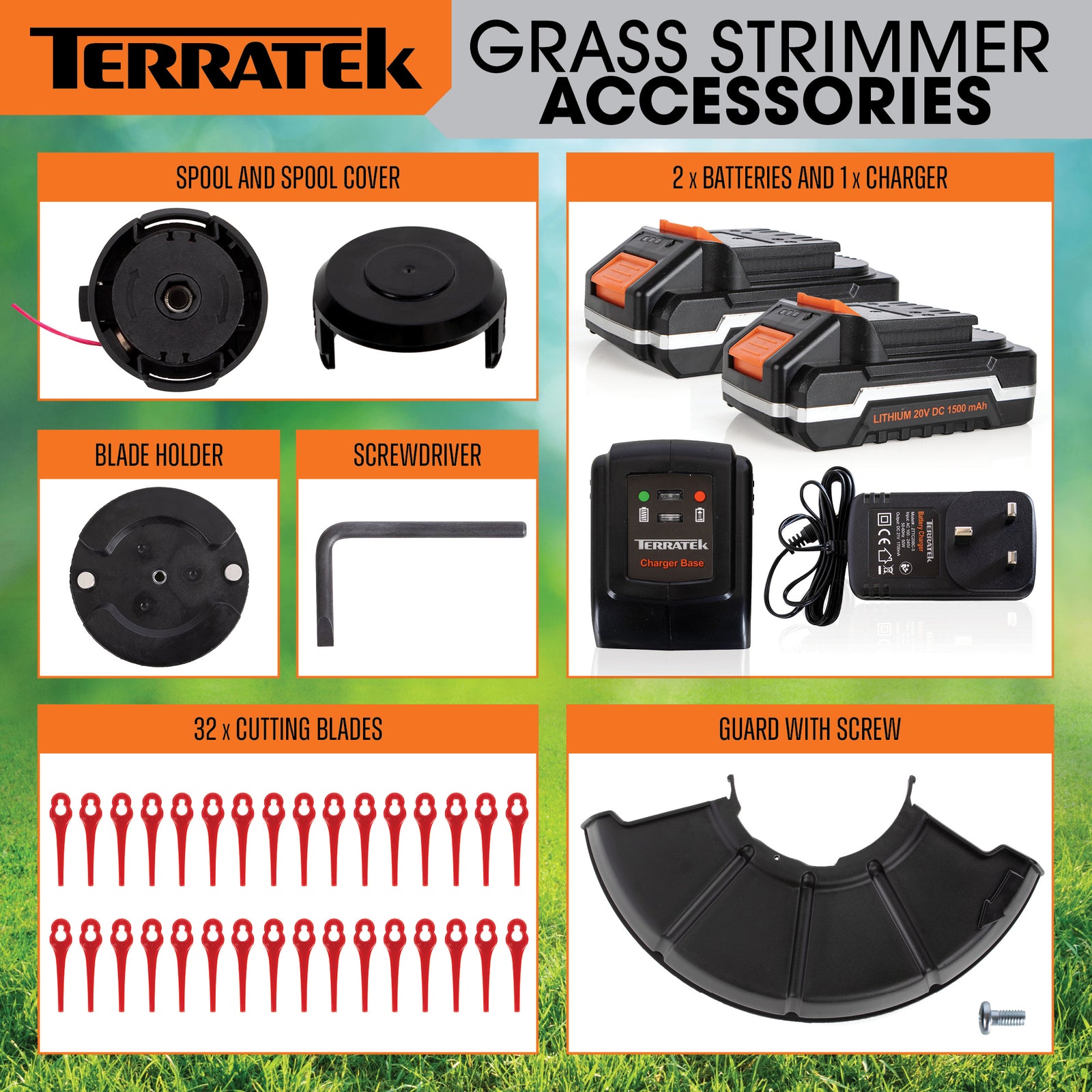 20v 2 In 1 Electric Cordless Grass Strimmer Garden Grass Cutter Trimmer Battery & Charged Included | 2 Batteries + 1 Charger | Grey