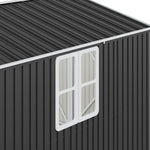 10x16ft Large Metal Storage Shed With Lockable Double Doors, 4 Windows, 4 Vents – Spacious Outdoor Tool Shed