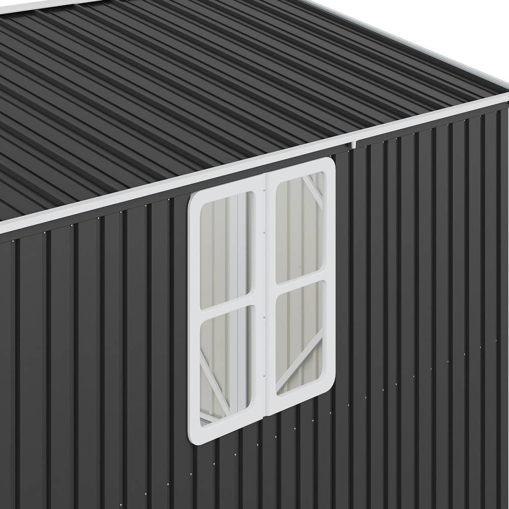 10x16ft Large Metal Storage Shed With Lockable Double Doors, 4 Windows, 4 Vents – Spacious Outdoor Tool Shed
