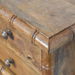 Bamboo Bedside In Amber Oak Finish, 2 Drawers, Brown