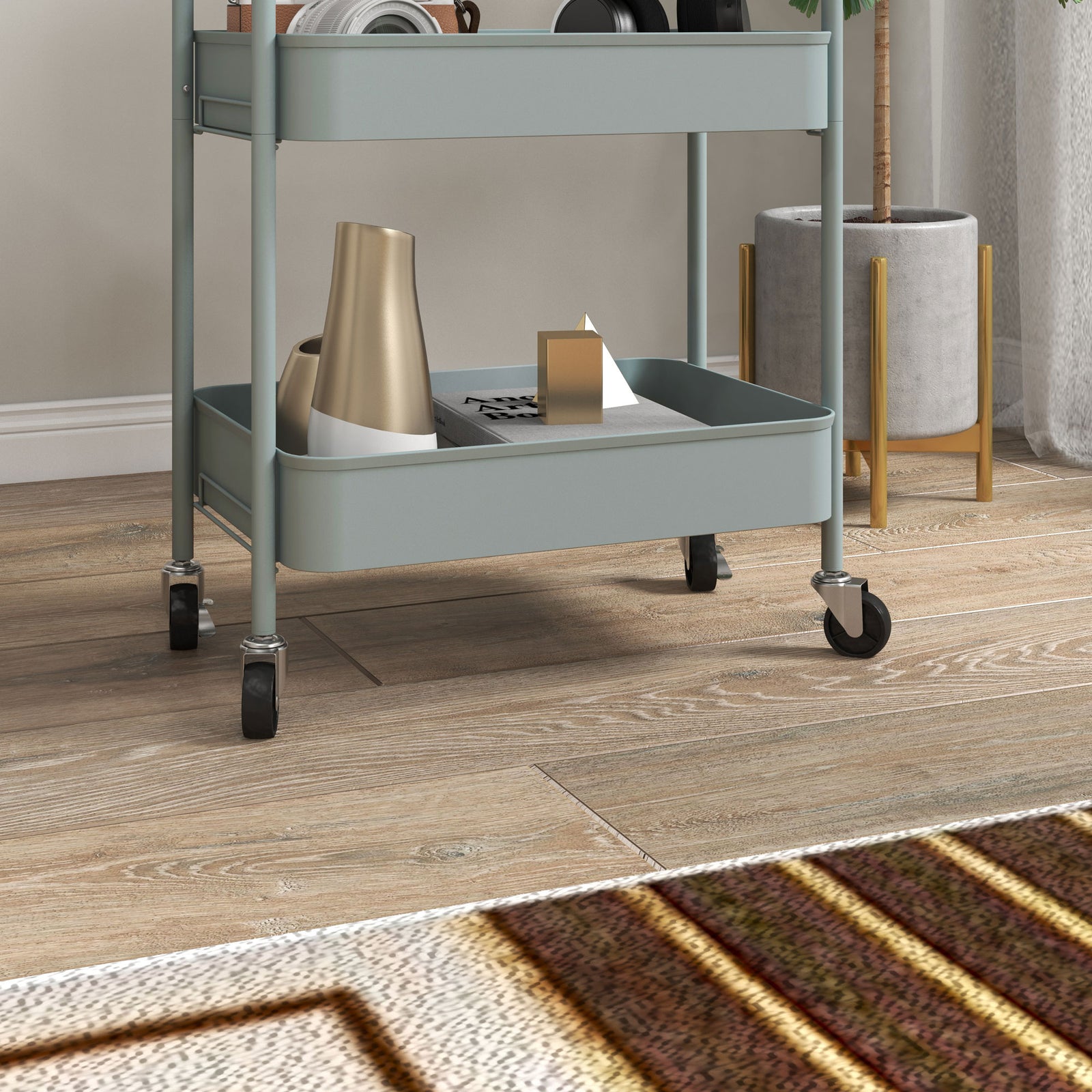 3 Tier Rolling Utility Cart With 3 Mesh Basket | One Size | Blue