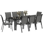 9 Pieces Patio Dining Set With Stackable Chairs | Dark Gray