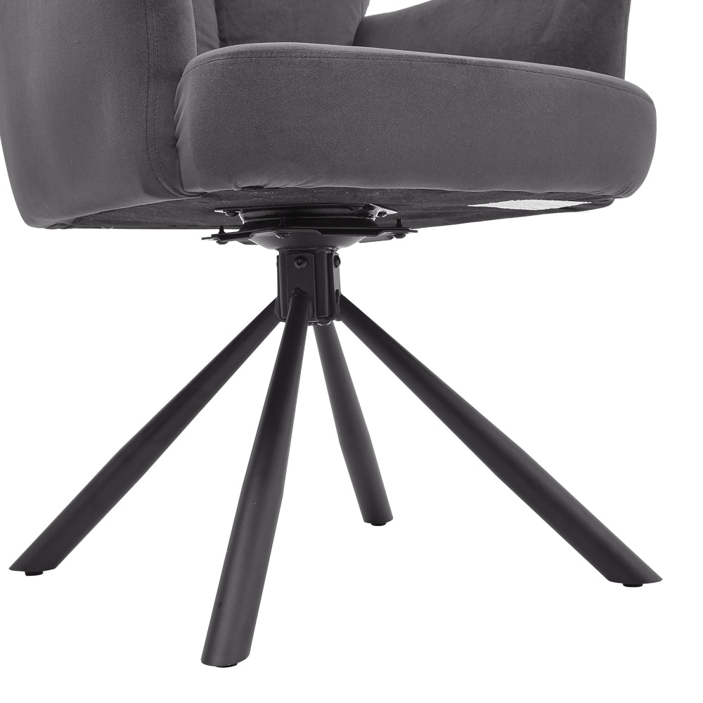 Modern Upholstered Swivel Armchair with Black Legs
