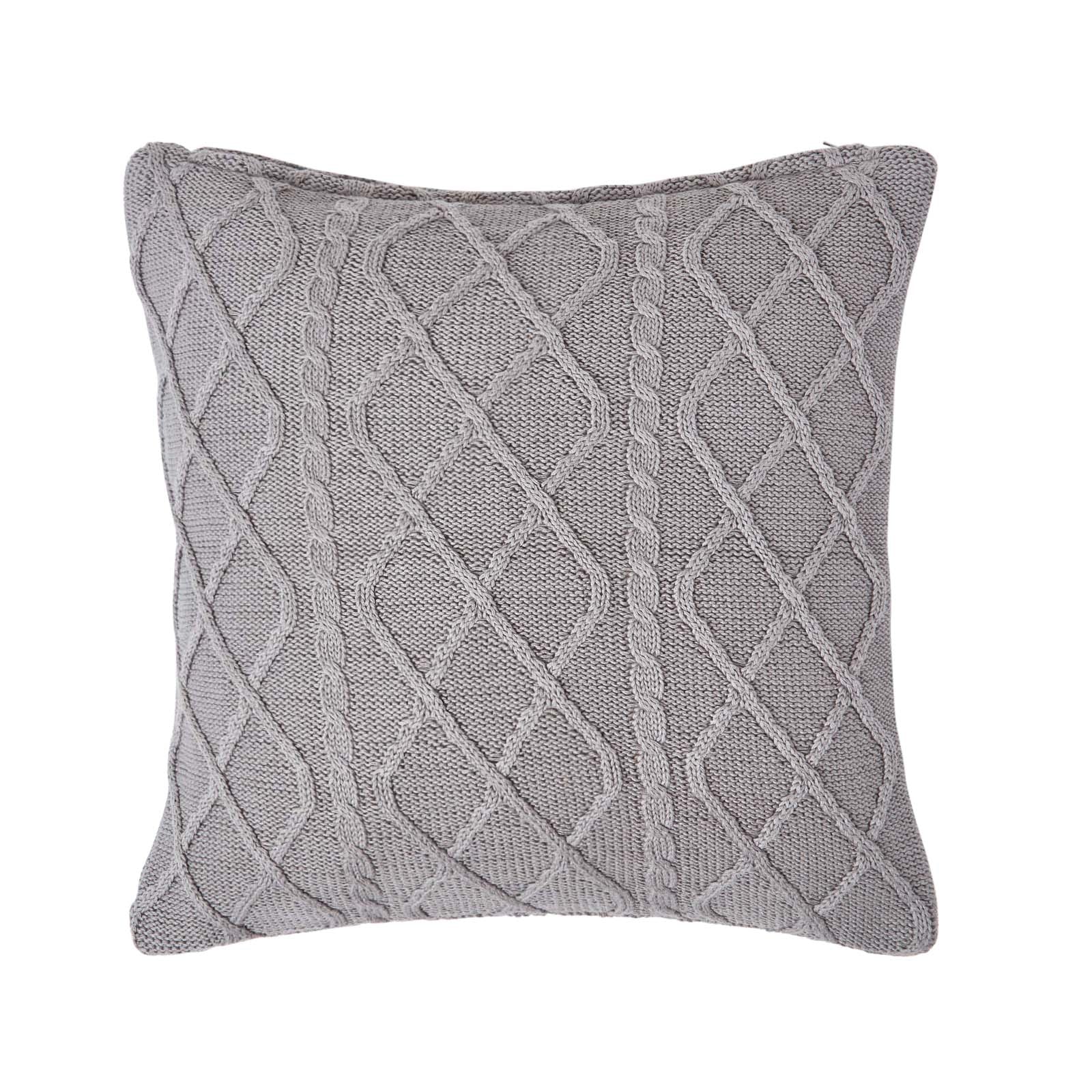 Diamond Cable Knit Cushion Cover | 45cm x 45cm | Grey