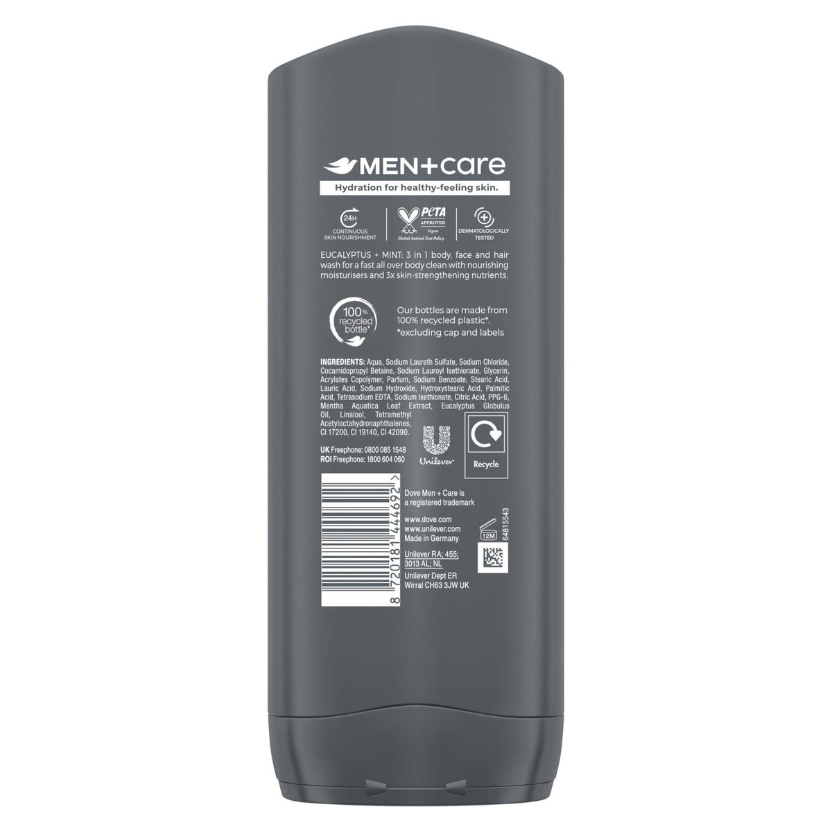 3-in-1 Hair, Body & Face Wash Eucalyptus+mint Fragrance | Set of 18