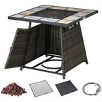 Outdoor Pe Rattan Gas Fire Pit Table Fire Control Panel