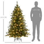 6ft Artificial Christmas Tree With Warm White Led Light, Metal Base