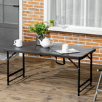 Folding Garden Table, Height Adjustable, Steel Frame