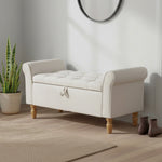 Breeins Linen Upholstered Storage Bench With Armrests