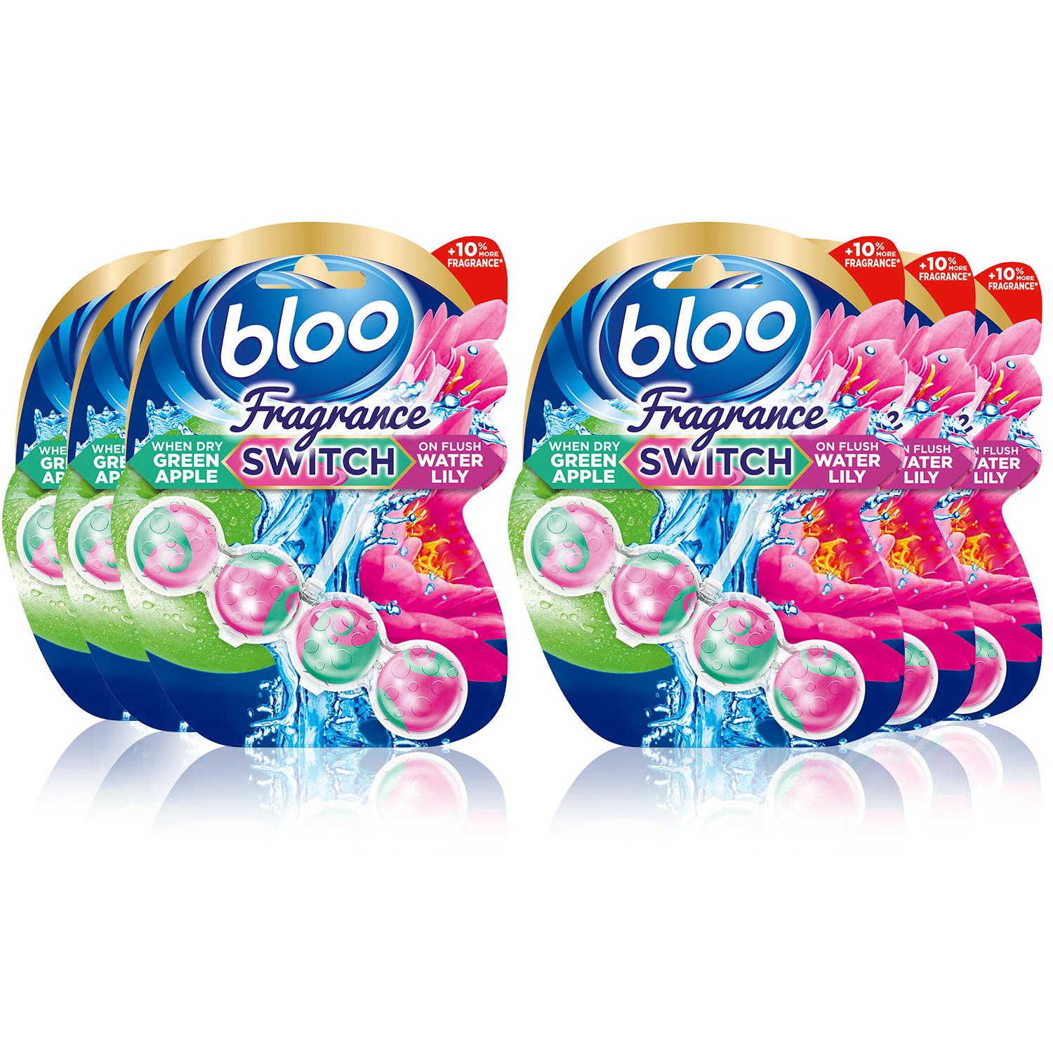 Toilet Rim Blocks Fragrance Switch Water Lily & Green Apple Premium, 6x50g