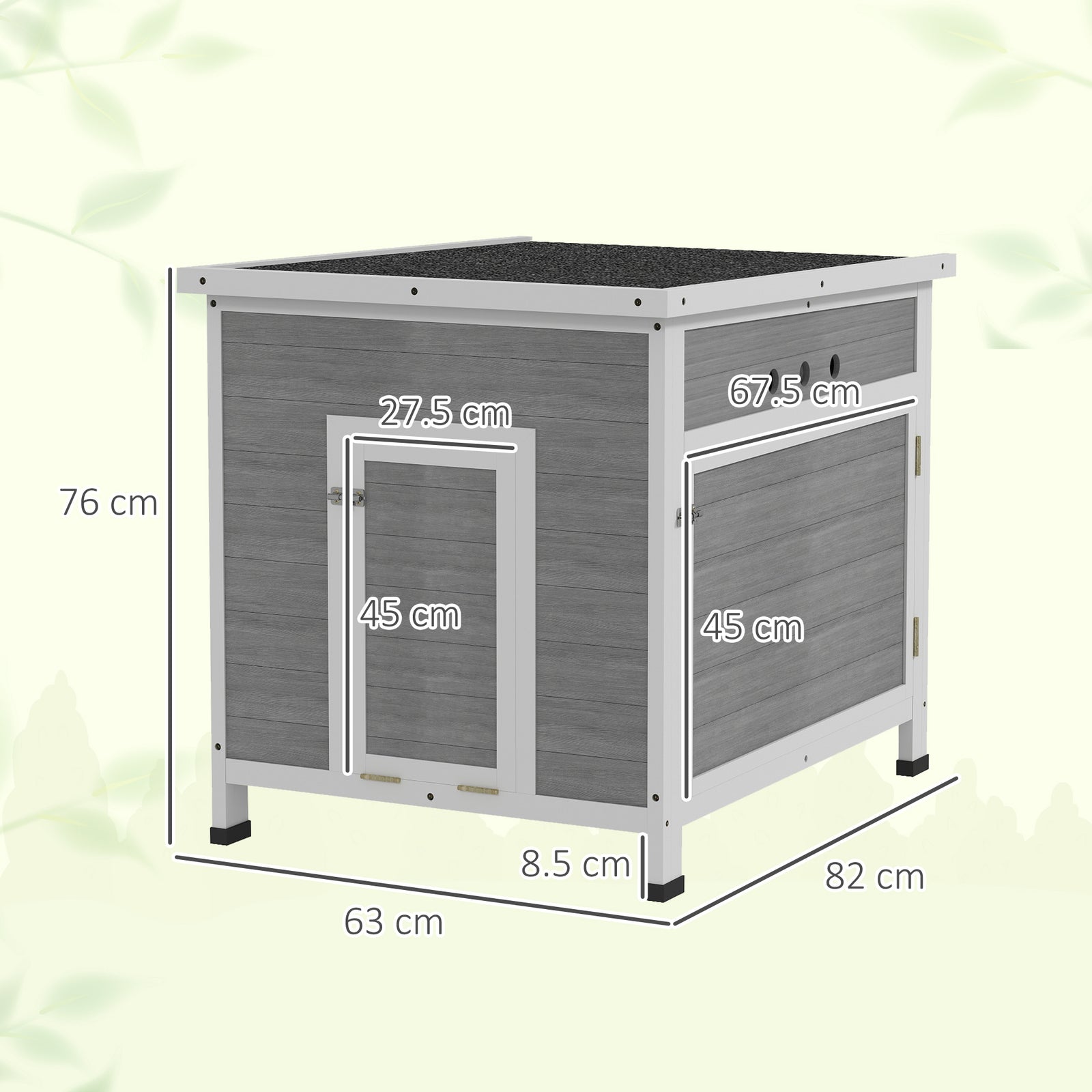 Wooden Duck House, Poultry Coop W/ Double Doors, Openable Roof, Grey | Light Grey