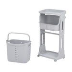 3/4 Tier Storage Rack Laundry Basket With Wheels | Small | Grey