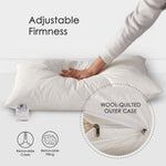 Premium Wool Pillow With Quilted Case, 19 X 29"