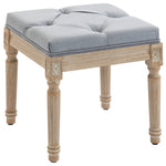 HOMCOM Vintage Foot Stool With Wood Legs, Light Grey