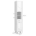 kleankin Tall Narrow Bathroom Storage Cabinet Cupboard W/ Cabinets, White