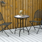 60cm Mosaic Round Bistro Table Outdoor Garden Side Table | Black