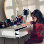 Dressing Table Set With Led Mirror & Stool 2 Drawers