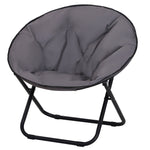 Folding Saucer Moon Chair Oversized Padded Seat Round Oxford | Gray