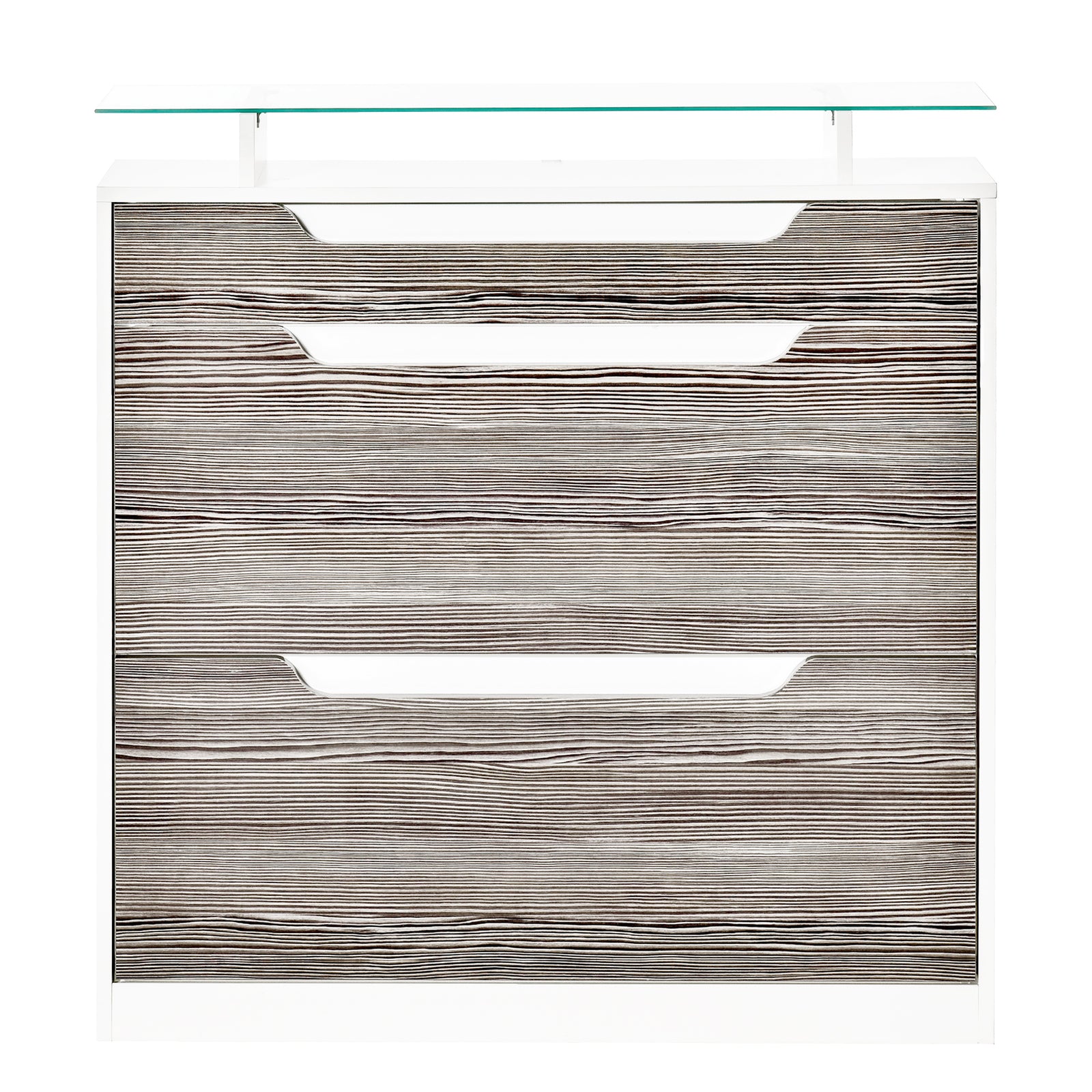 Shoe Cabinet W/ 3 Drawers, High Gloss Front Panels Glass Top | One Size | Gray