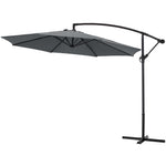 3m Banana Cantilever Patio Parasol For Outdoor Sunshade And Rain With Cross Base | One Size | Grey
