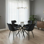 New York Dining Table With 4 Erica Velvet Chairs | Black