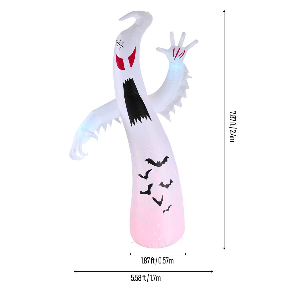 8ft Halloween Inflatable Spooky Ghost Decorations With Build-in Led Lights