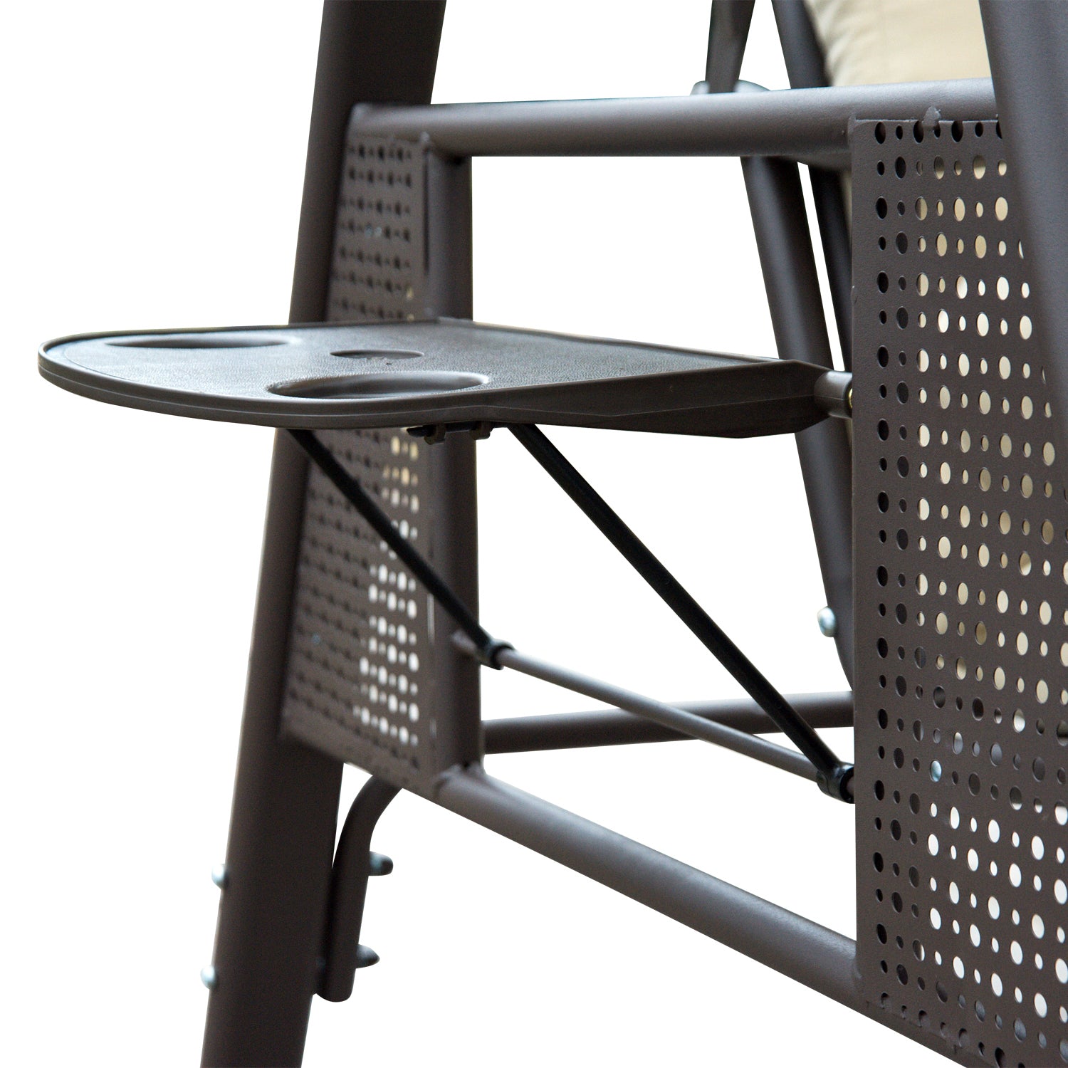 Outdoor 3 Seat Garden Swing Chair Steel Swing Hammock Bench | Beige