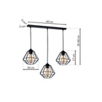 Colin Black Pendant Lamp 3xe27 Hand Made Matt Black Cage Style Lamps Creating Industrial Chic