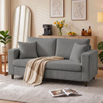 Loveseat Sofa With Wide Seat, Corduroy Upholstered | Light Grey