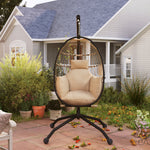 Egg Chair Outdoor Indoor Garden Swing Chair, Folding Basket | Khaki