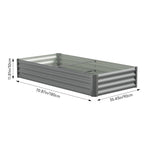 Rectangular Garden Bed – Durable Steel Raised Planter With Safe Edges,180cm W X 90cm D X 30cm H, 2 Support Bars | Grey