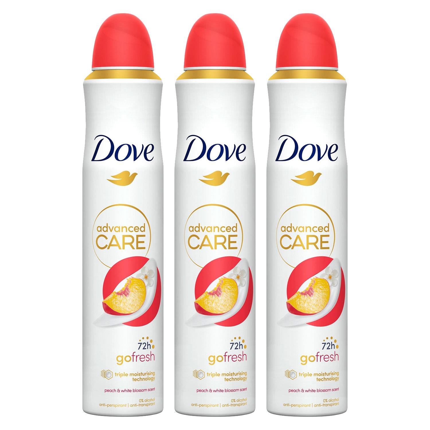 Advanced Care Go Fresh Antiperspirant Spray Peach & White Blossom, 3x200ml