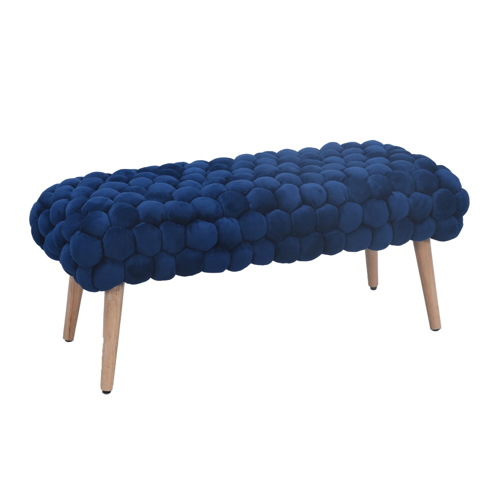 Cushla Bubbly Velvet Large Footstool | Dark Blue