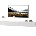 Wall Mount Tv Stand Cabinet With Fluted Flip-down Doors | White