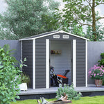 7 X 4ft Metal Garden Shed W/ Double Doors Gloves | Dark Gray
