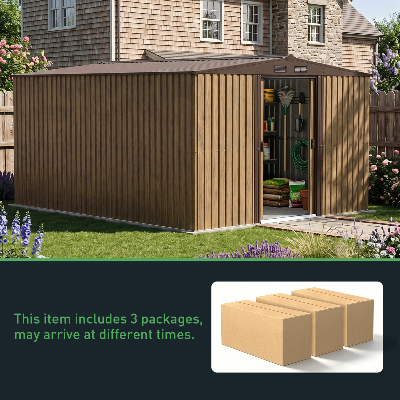 Breeins 12x10 Ft Large Metal Garden Tool Storage Shed