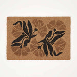 HOMESCAPES Stripe Flowers Coir Doormat, 40 X 60cm