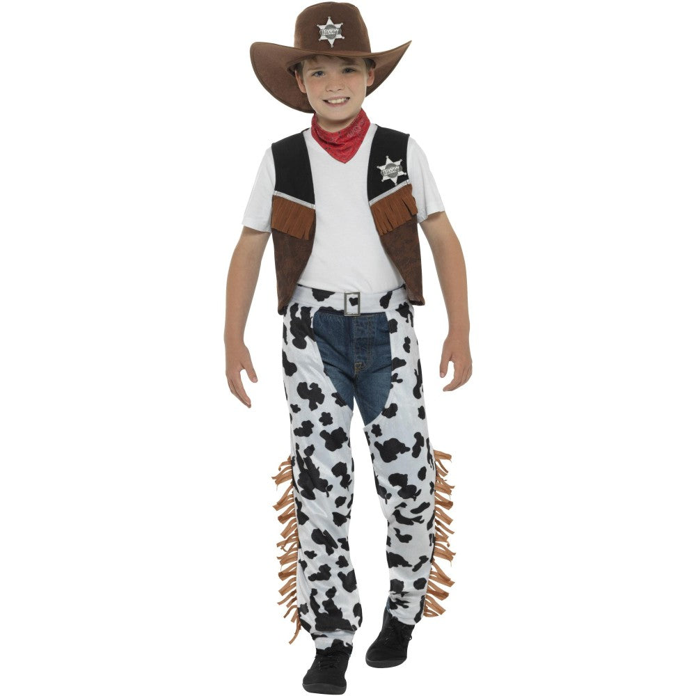 Texan Cowboy Costume, Child, Brown & Black | Age 10-12