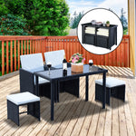 Rattan Garden Furniture Sofa Set W/ Table Chair Footrest | Black