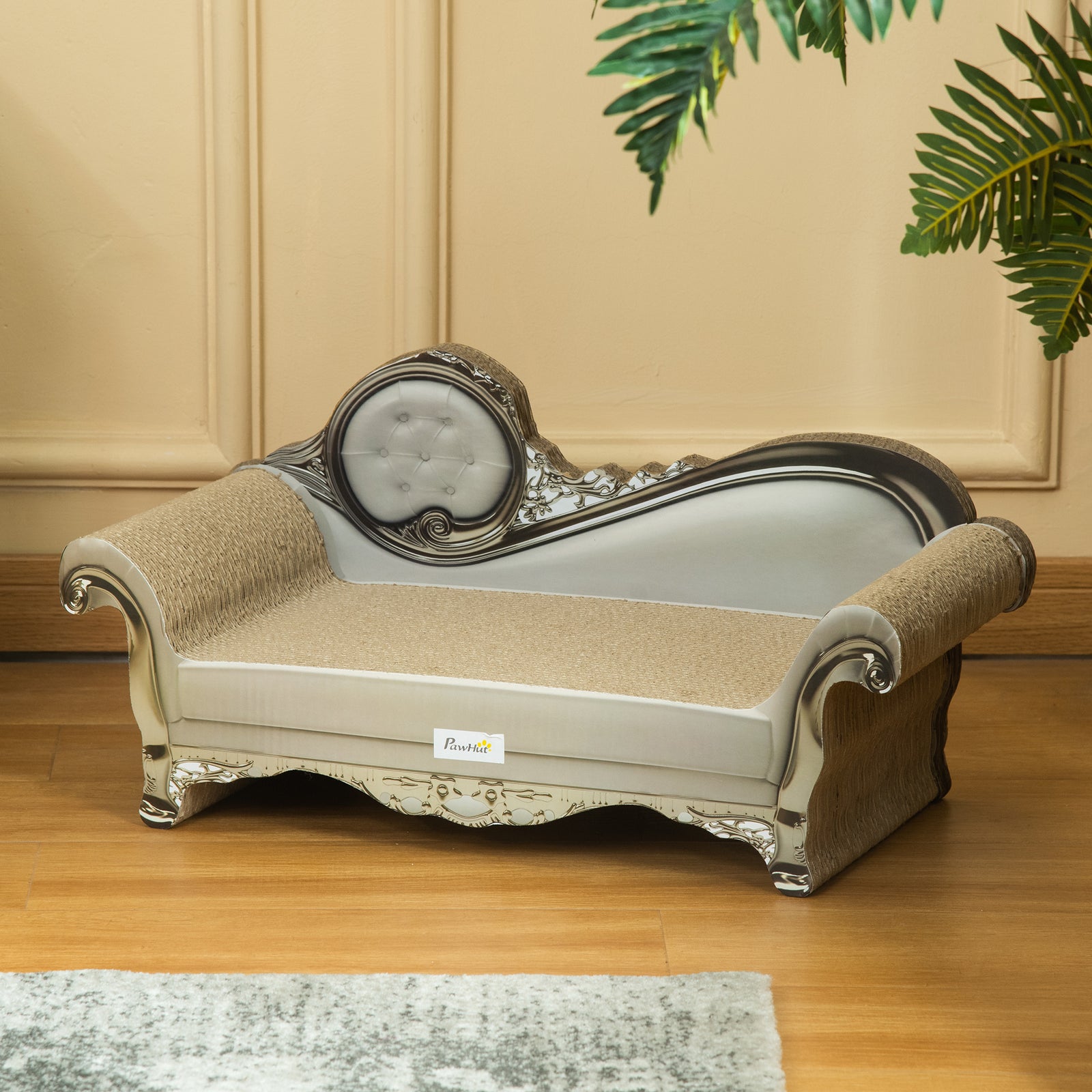 Cat Scratching Bed Pet Scratcher Modern Furniture W/ Catnip - Brown