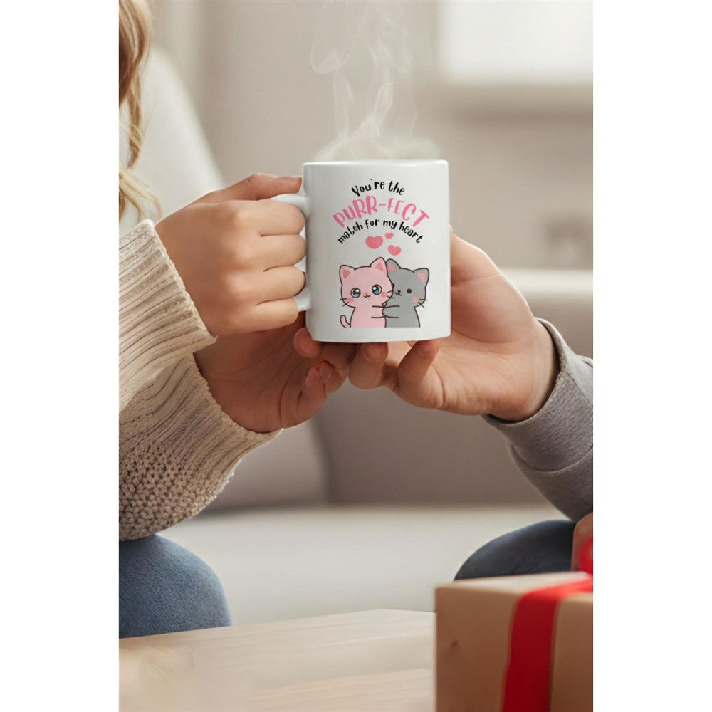 Dyzi You’re The Purr-fect Match Printed Ceramic Mug Valentine’s Day Gift