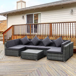 Outsunny 7 Pcs Outdoor Rattan Sofa Set Patio Sectional