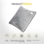 Heated Pillow Grey Cushion - 3 Heat Settings - Detachable Controller | One Size | Grey