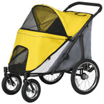 Foldable Pet Stroller With Cushion, For M, L Dogs | Yellow
