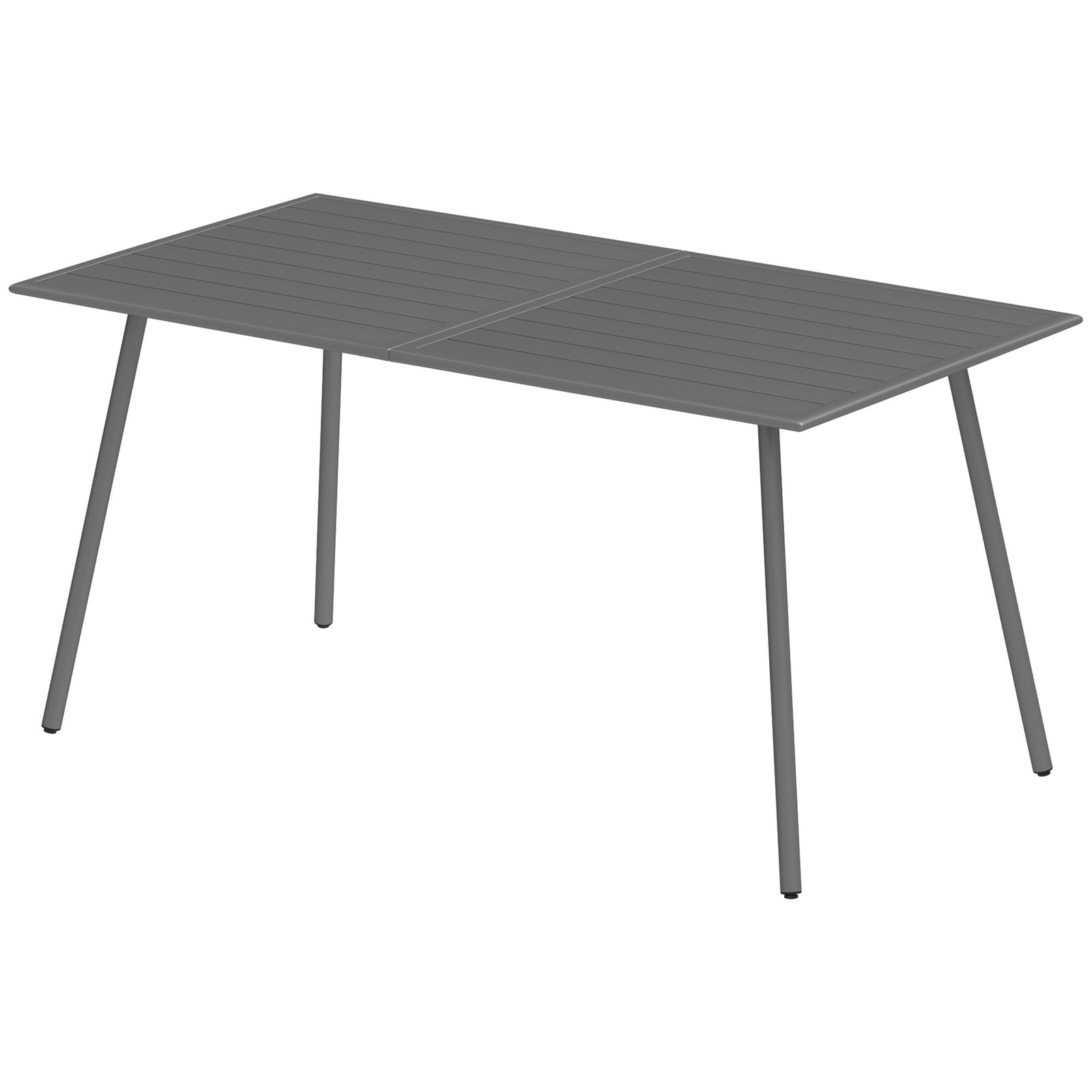 Garden Table For 4/6 Person W/ Slat Top, Steel | Large | Gray