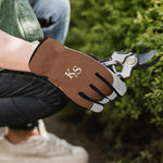 Surefit Spandex Copper, White & Black Gardening Gloves | Small | Brown