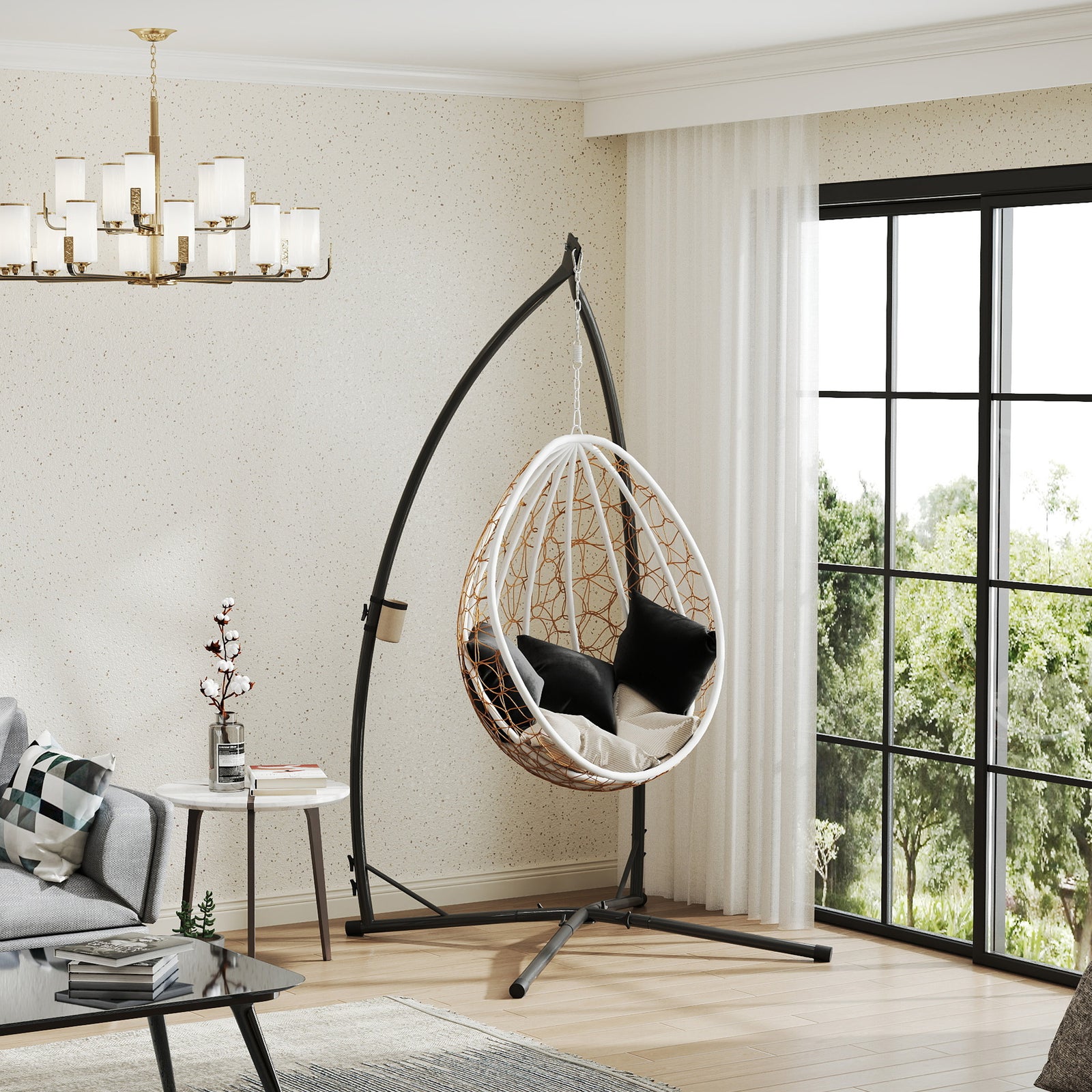 Hammock Chair Stand, Steel Frame Hammock Stand Only, Black